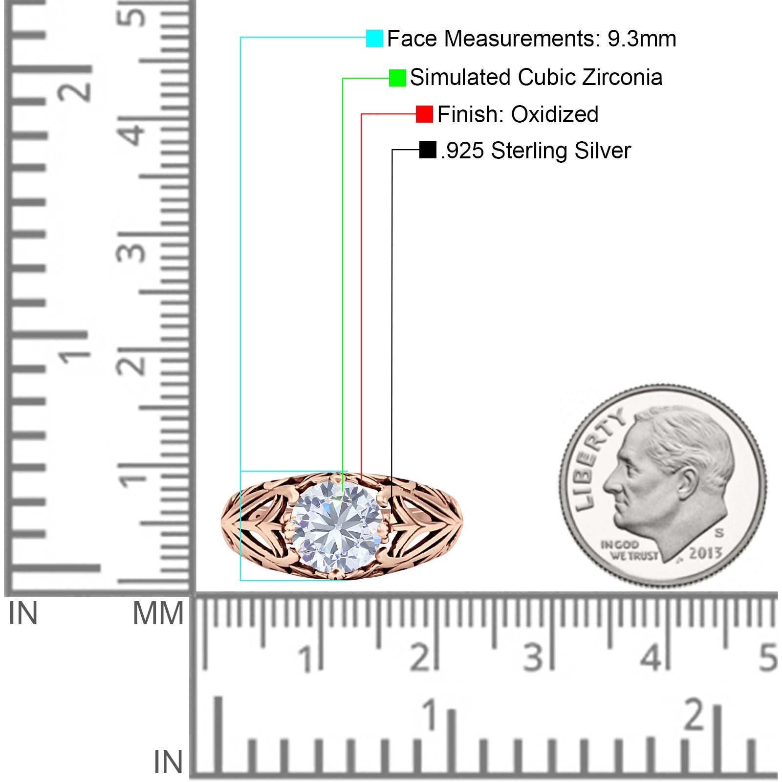 Round CZ Floral Ring