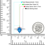 Teardrop Art Deco Pear Wedding Engagement Ring Round CZ 925 Sterling Silver