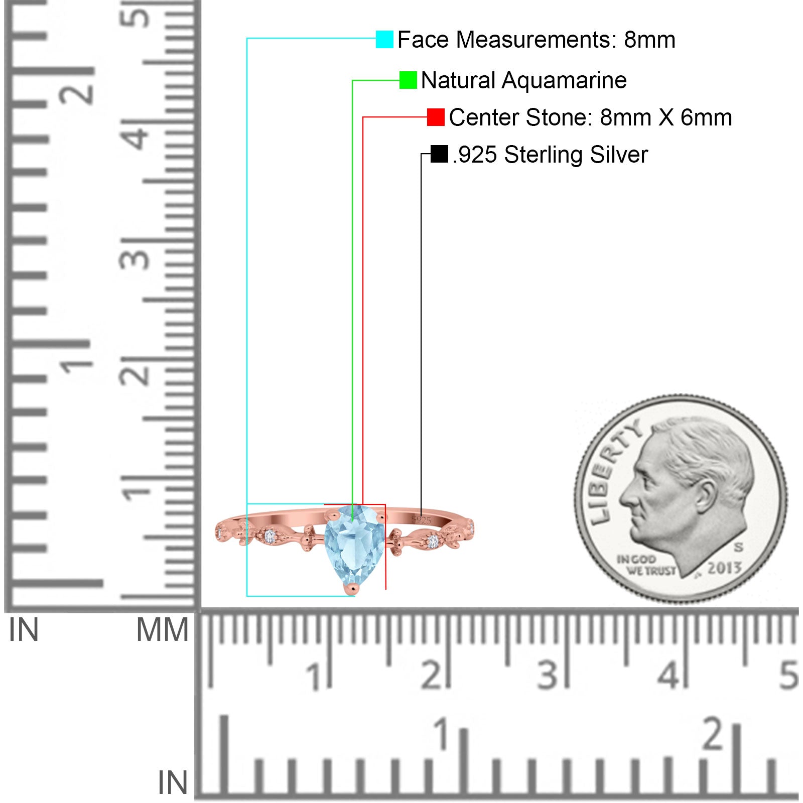 Art Deco Pear Natural Stone Wedding Ring