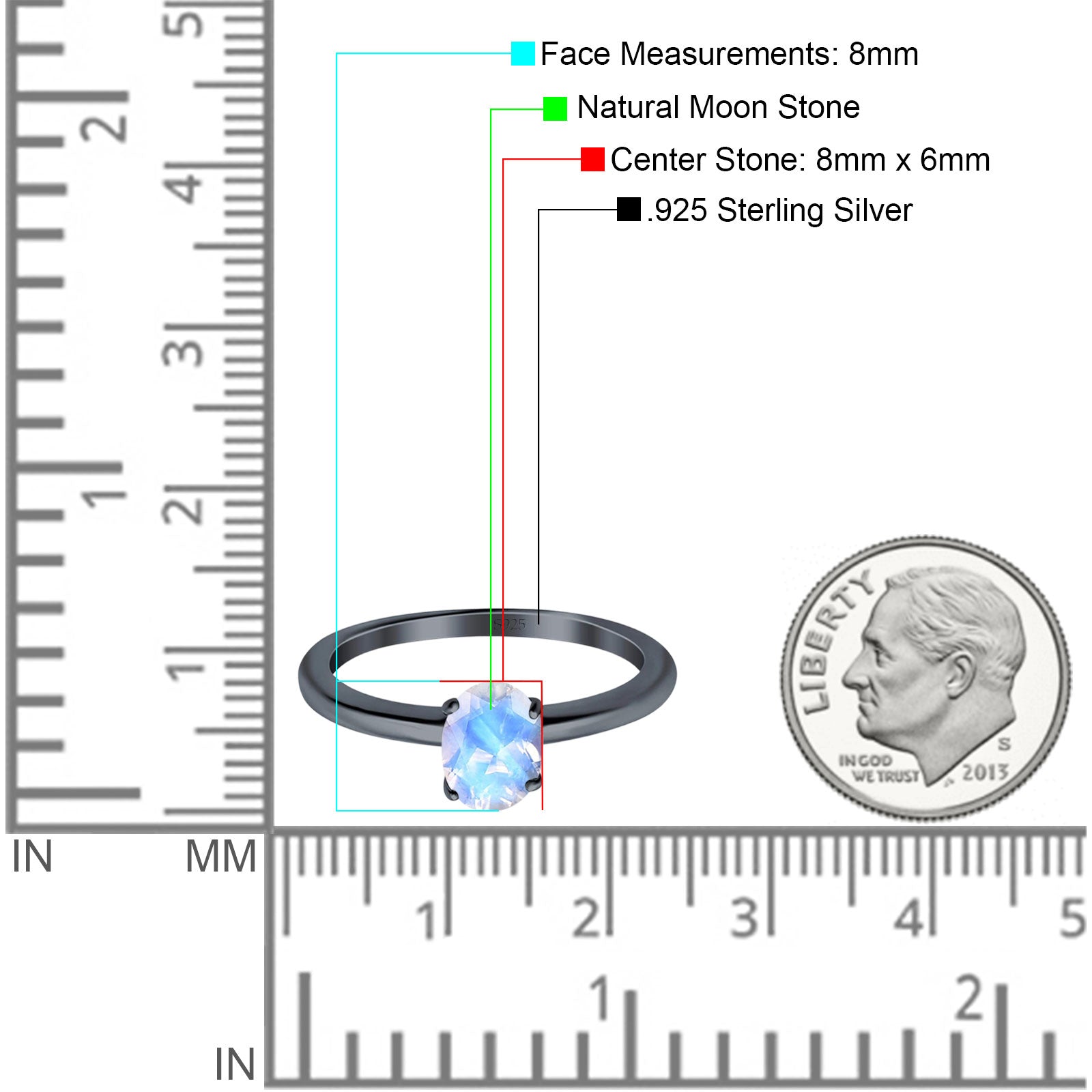 Oval Natural Stone Cathedral Ring
