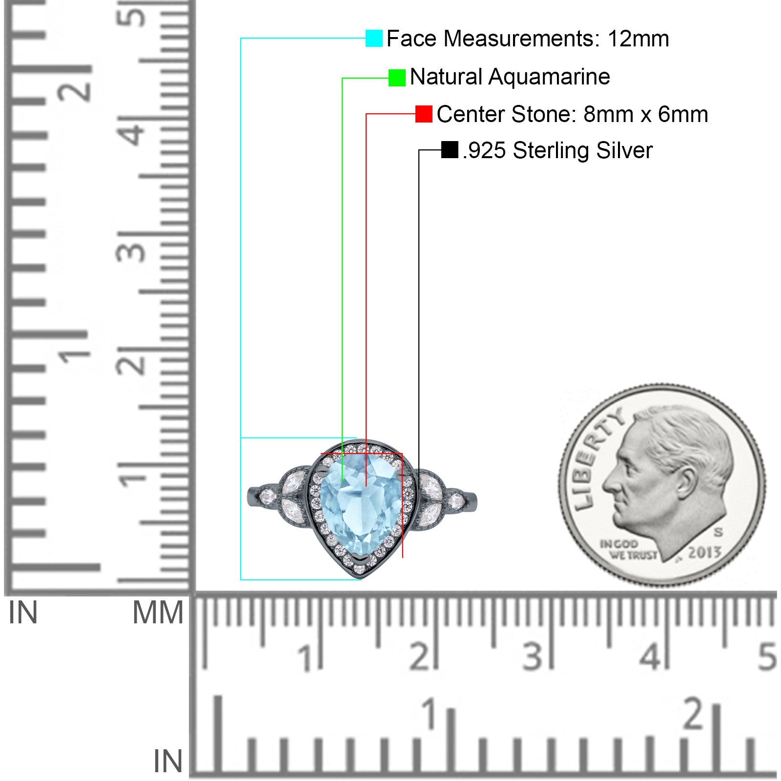 Pear Teardrop Natural Stone Wedding Ring