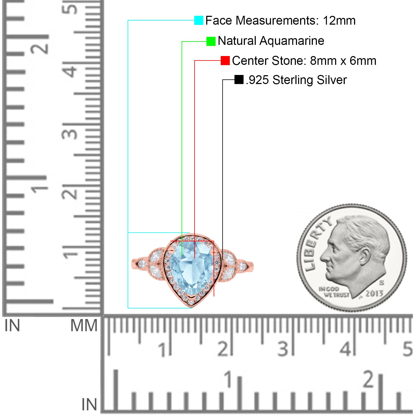 Pear Teardrop Natural Stone Wedding Ring