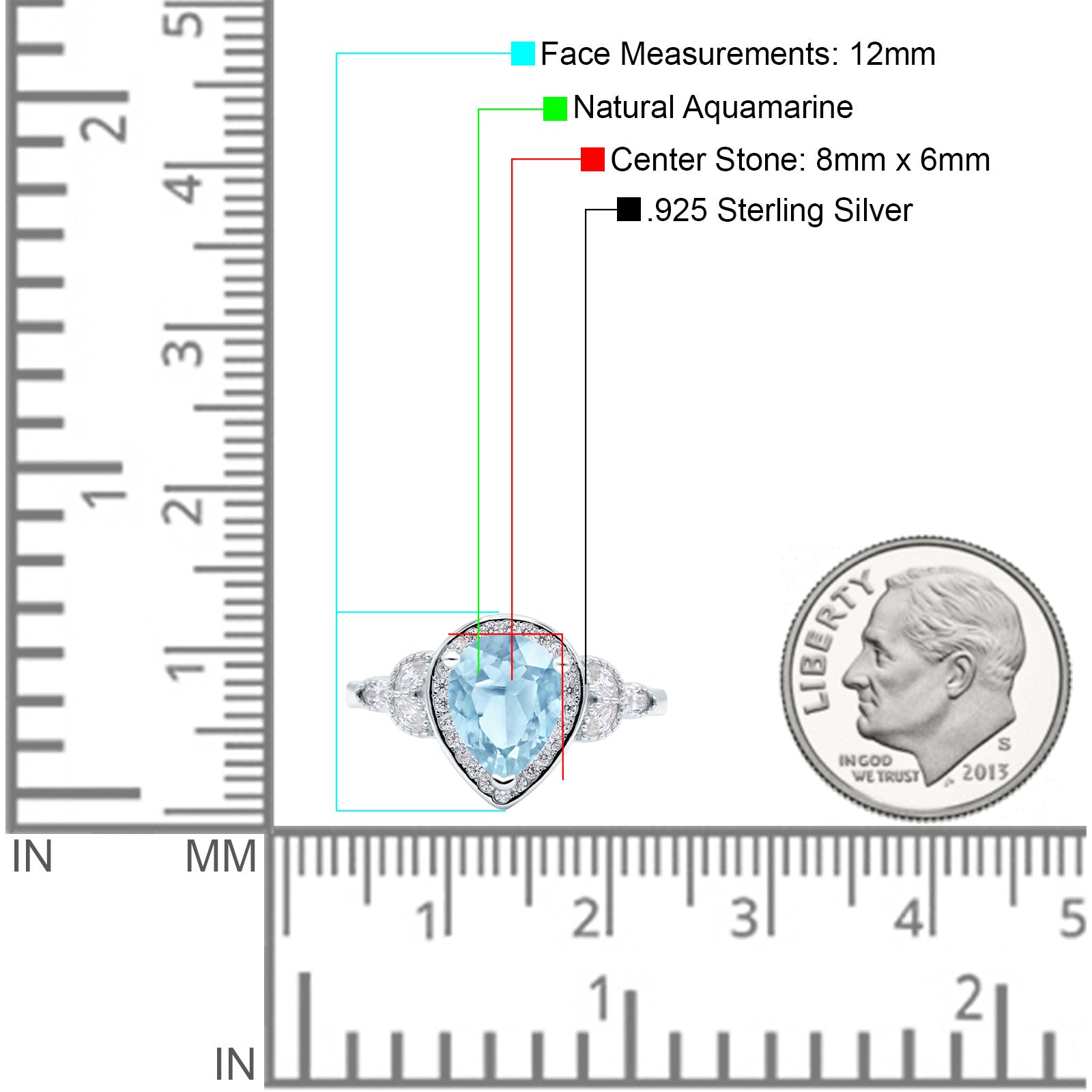 Pear Teardrop Natural Stone Wedding Ring