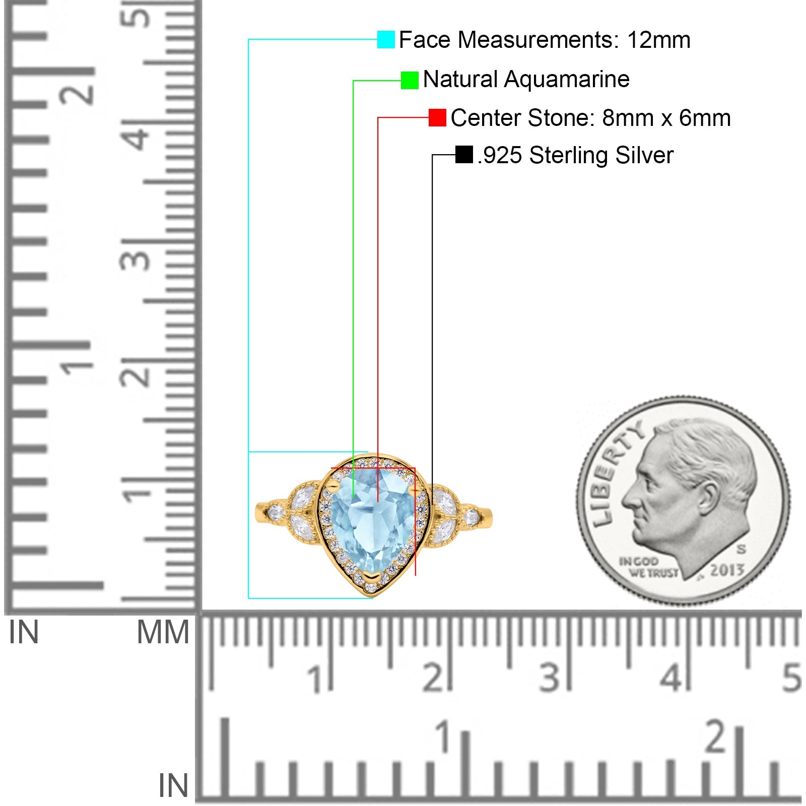 Pear Teardrop Natural Stone Wedding Ring