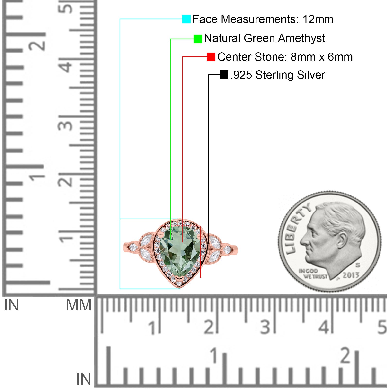 Pear Teardrop Natural Stone Wedding Ring