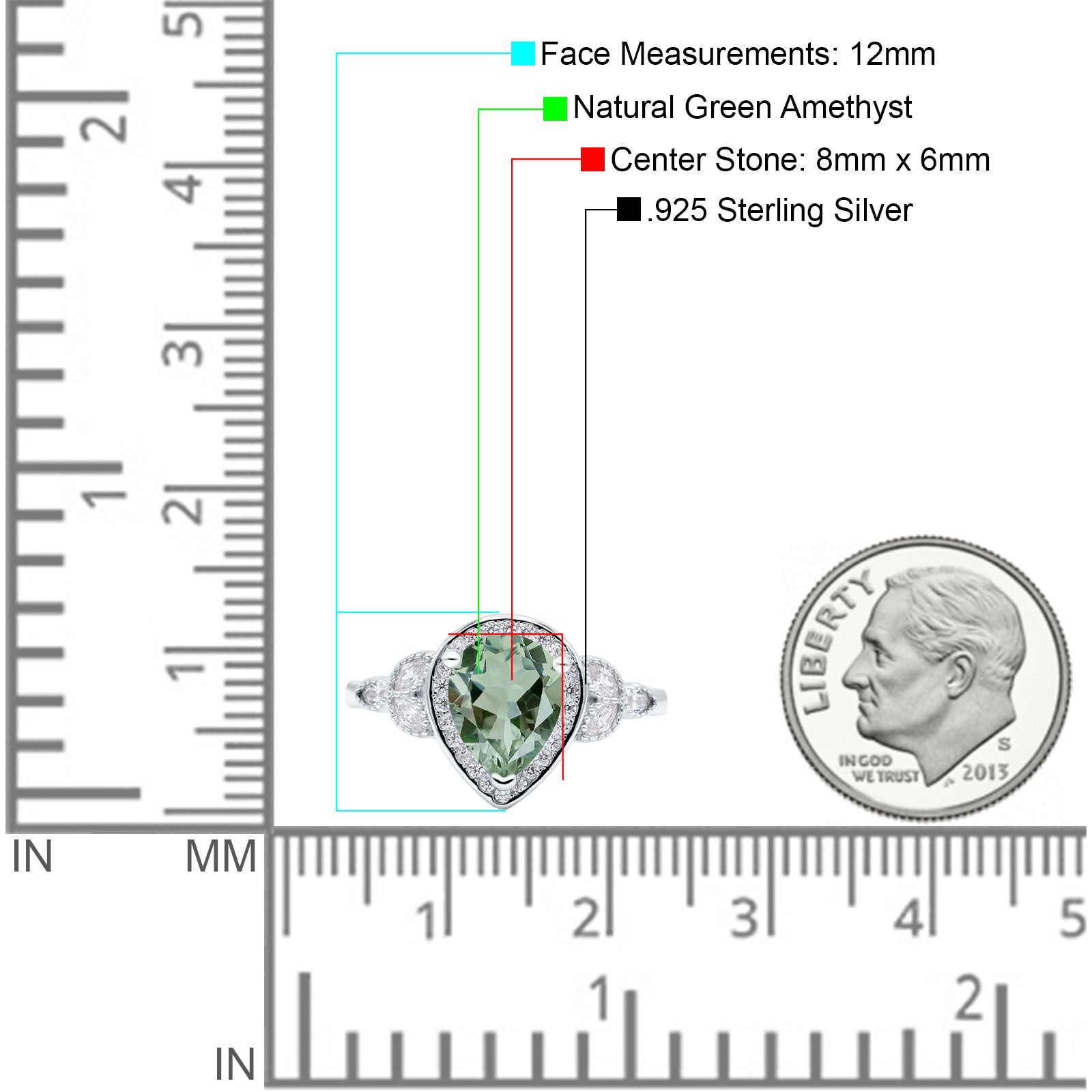 Pear Teardrop Natural Stone Wedding Ring