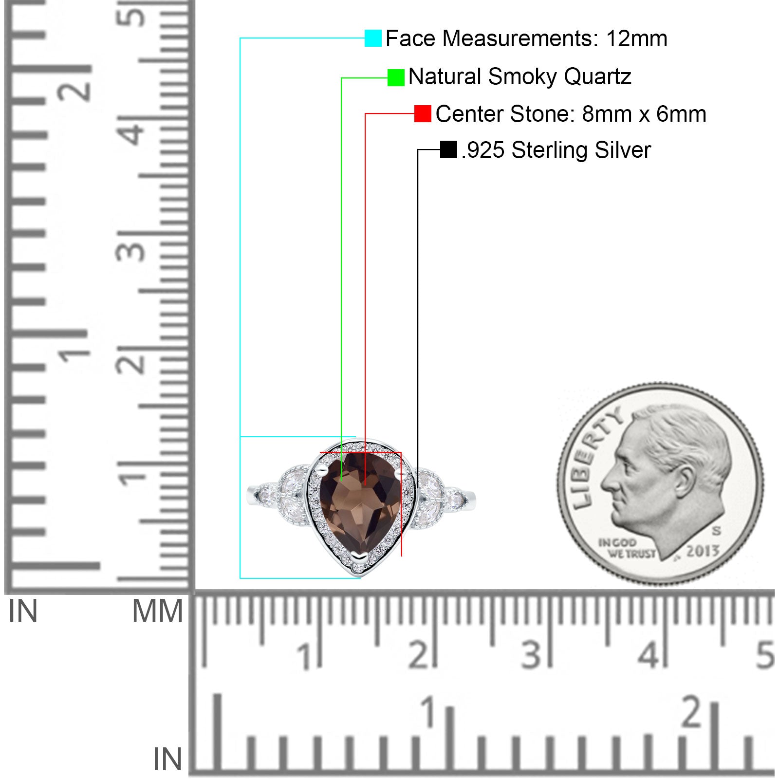 Pear Teardrop Natural Stone Wedding Ring