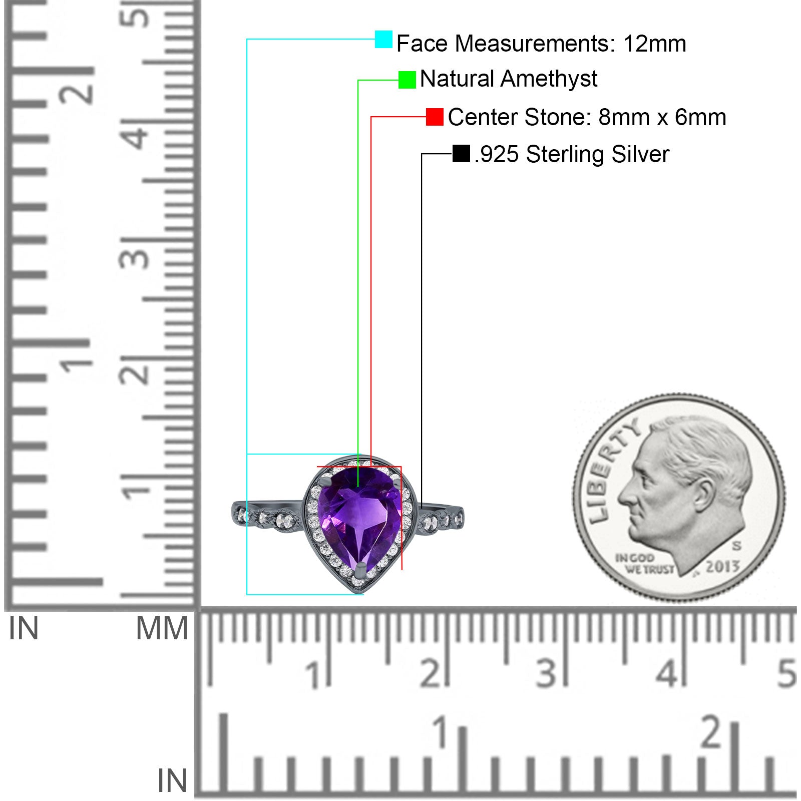 Pear Teardrop Natural Stone Wedding Ring