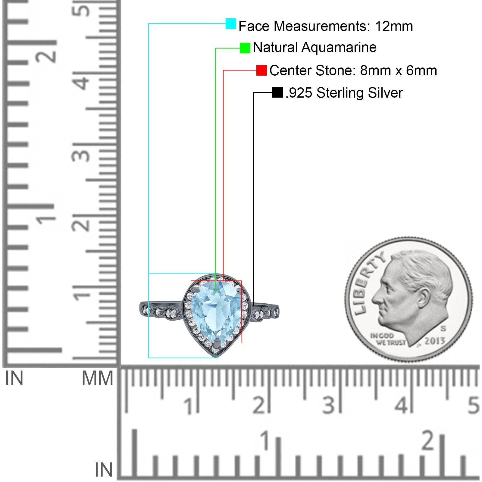 Pear Teardrop Natural Stone Wedding Ring