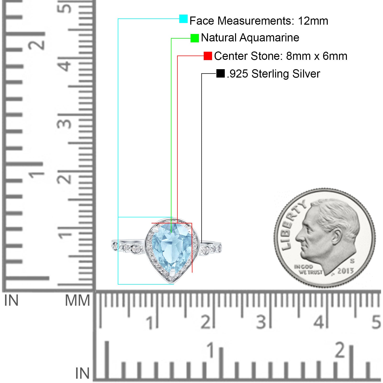 Pear Teardrop Natural Stone Wedding Ring