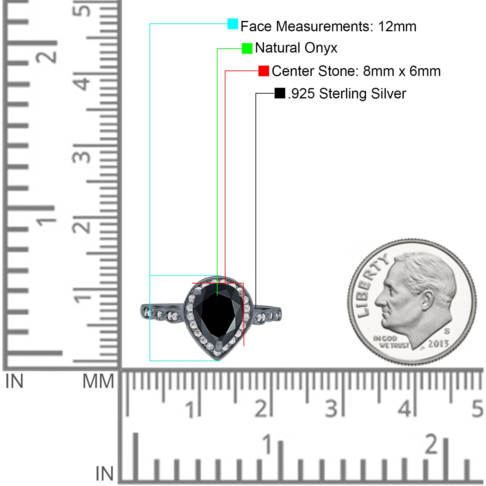 Pear Teardrop Natural Stone Wedding Ring