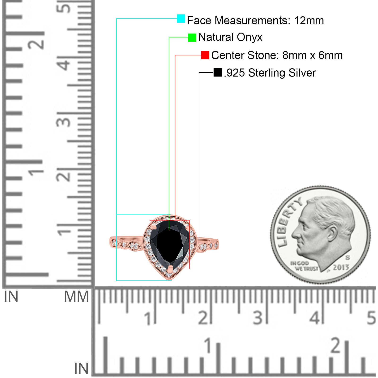 Pear Teardrop Natural Stone Wedding Ring