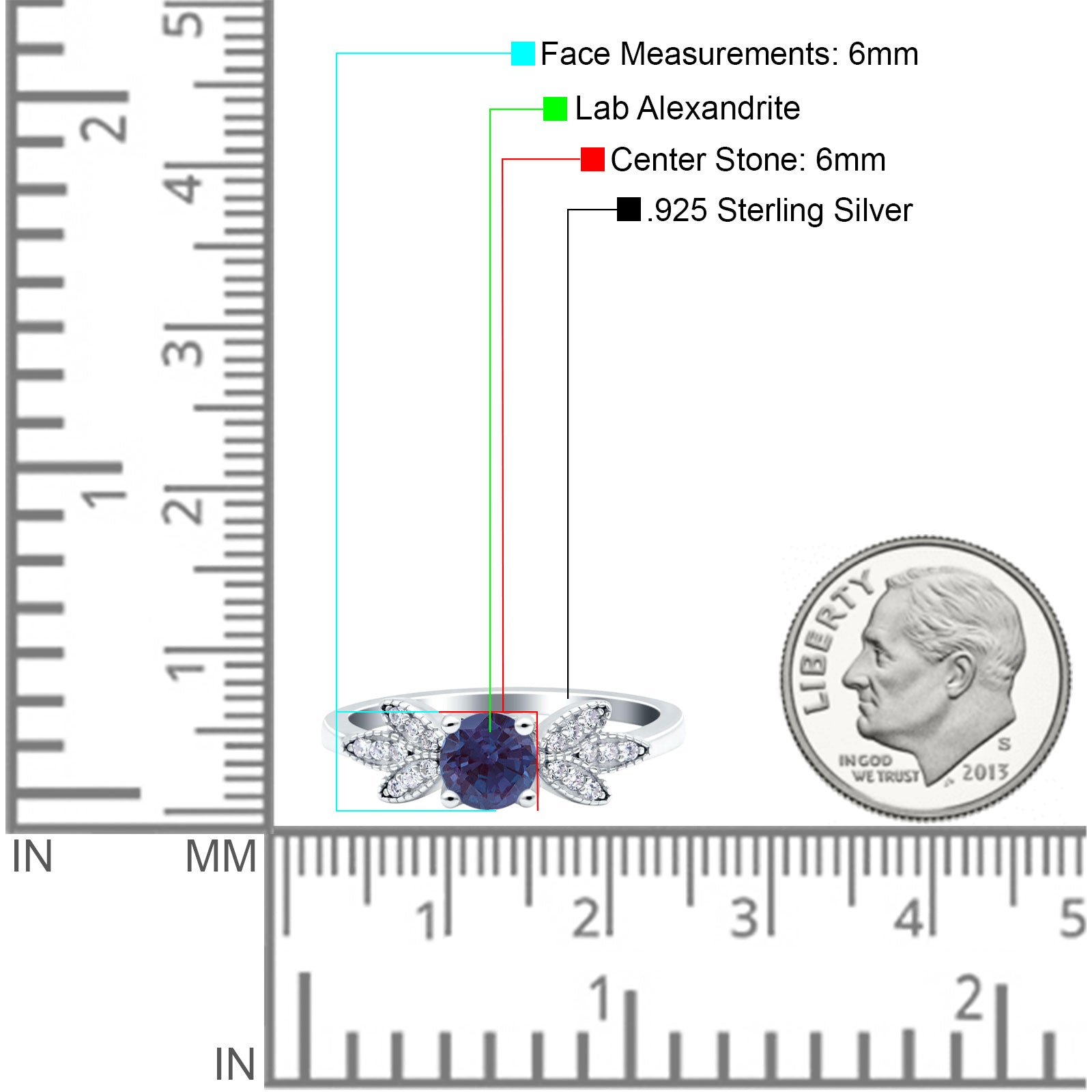 Art Deco Round Natural Stone Floral Ring
