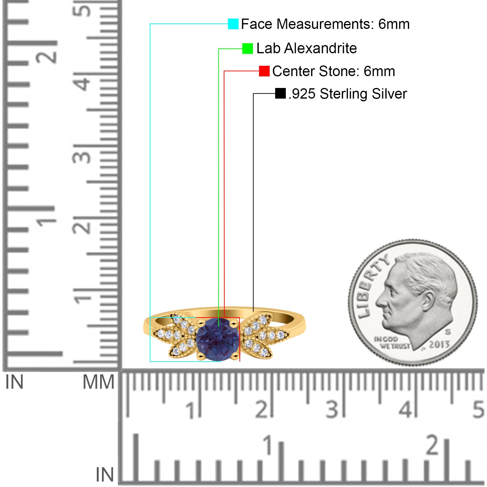 Art Deco Round Natural Stone Floral Ring