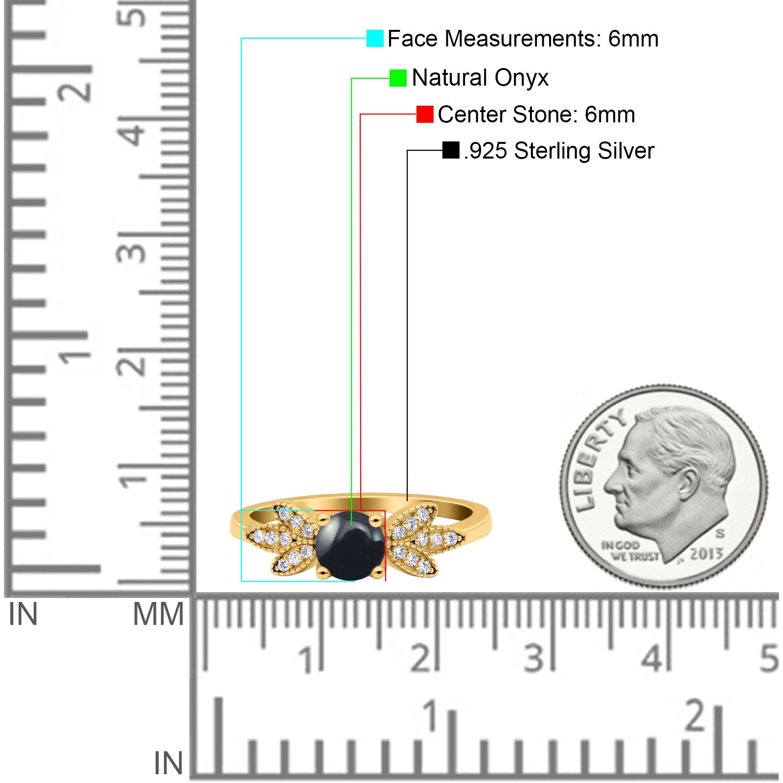 Art Deco Round Natural Stone Floral Ring