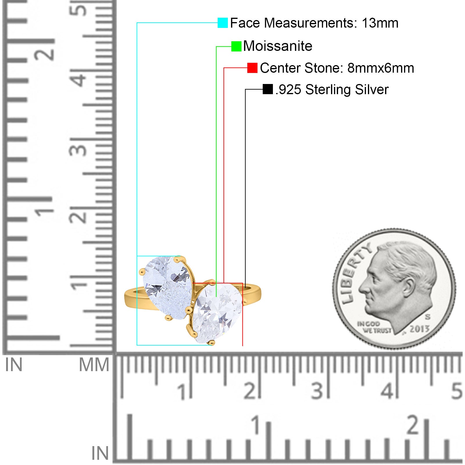 Pear Teardrop Natural Stone Wedding Ring