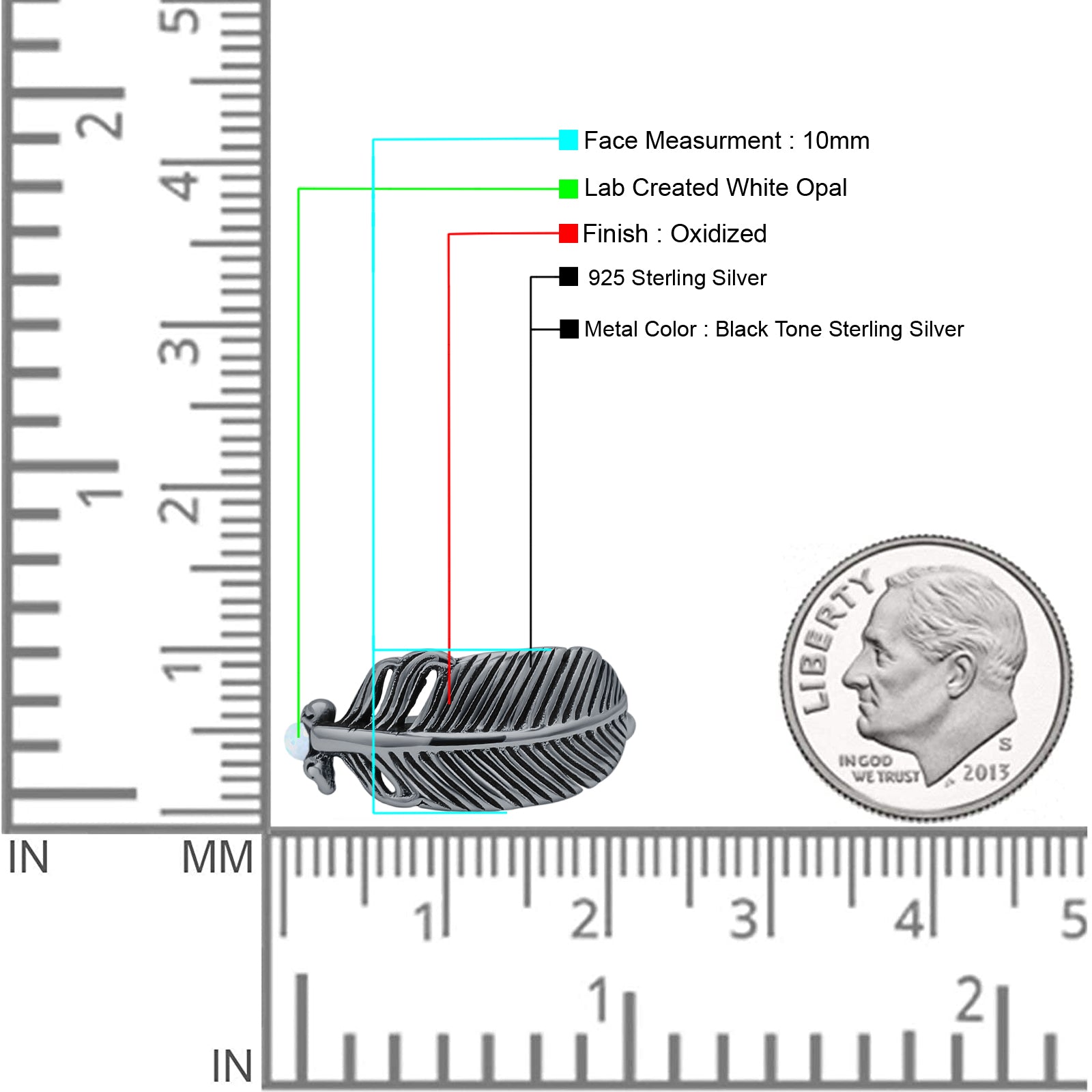 Oxidized Feather Ring