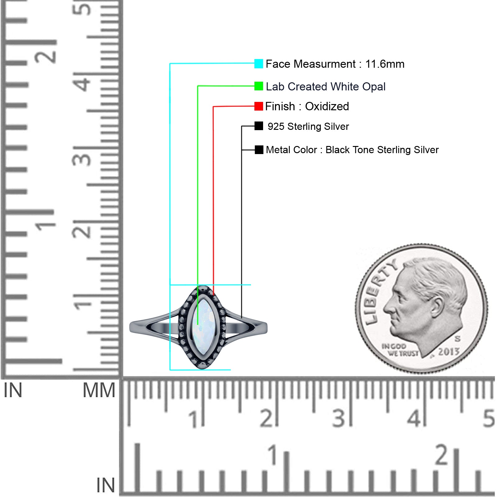 Marquise Lab Created White Opal Ring