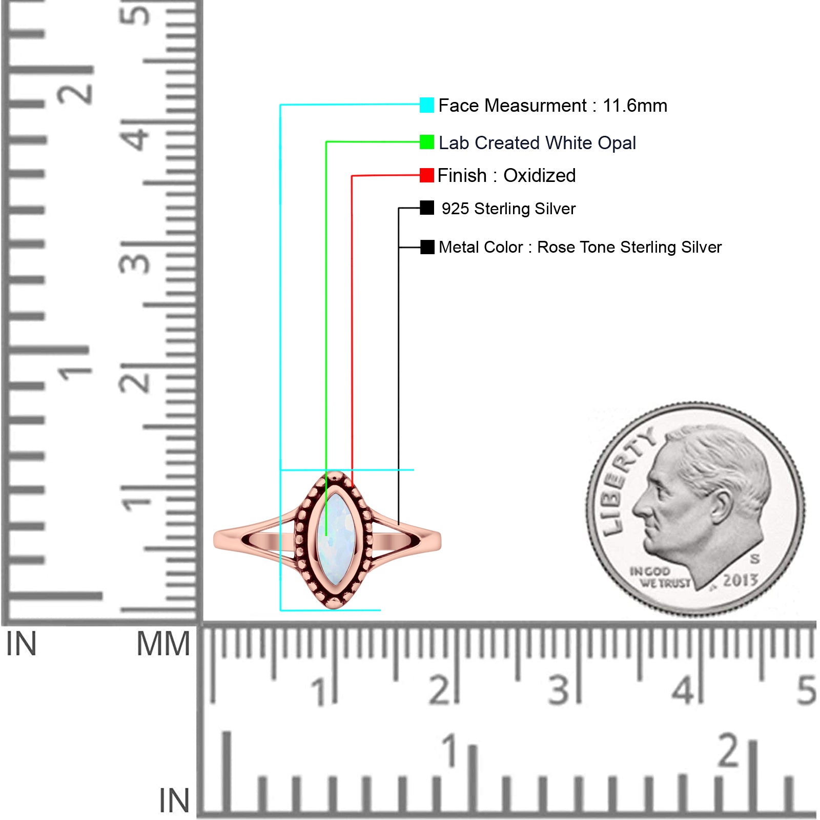 Marquise Lab Created White Opal Ring