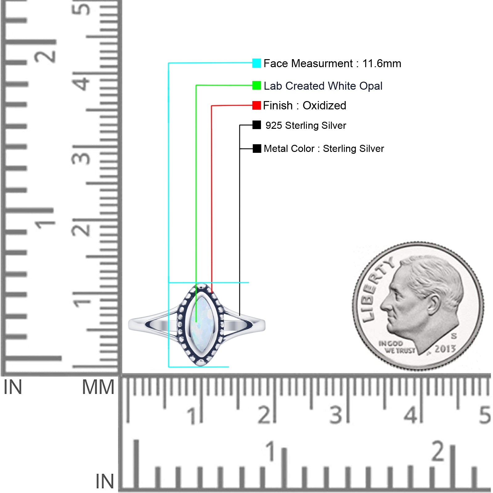 Marquise Lab Created White Opal Ring