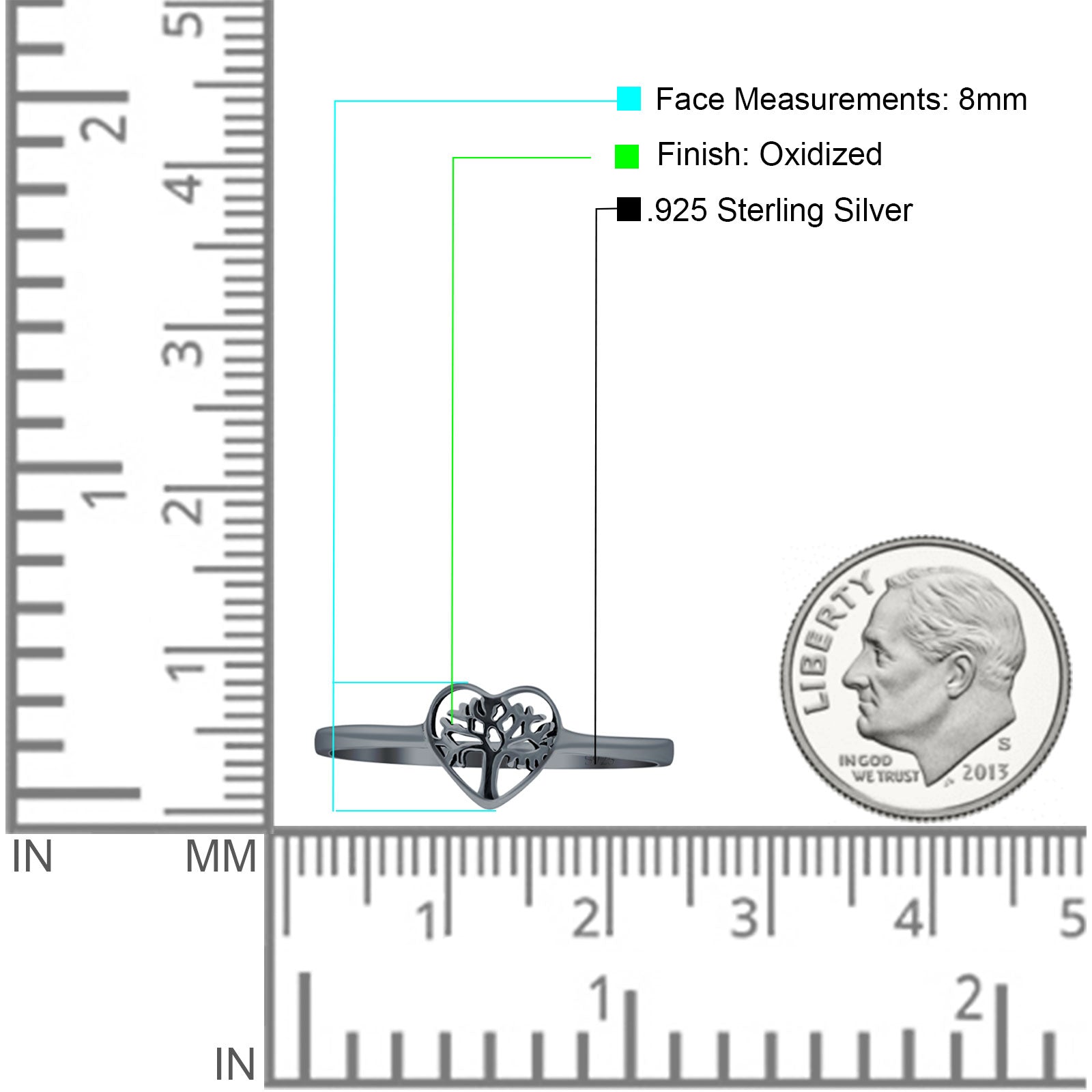 Heart Tree Of Life Ring Oxidized Band
