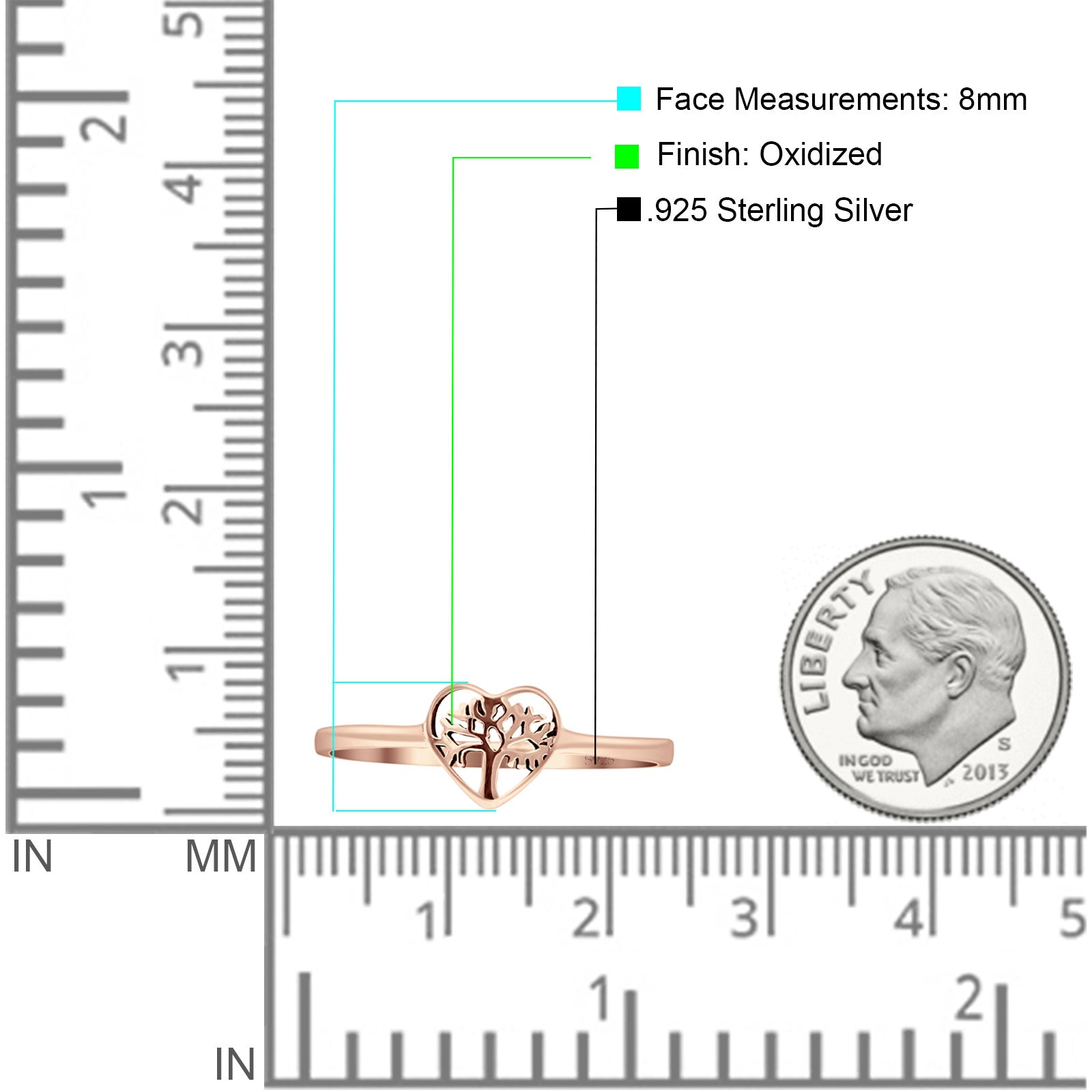 Heart Tree Of Life Ring Oxidized Band