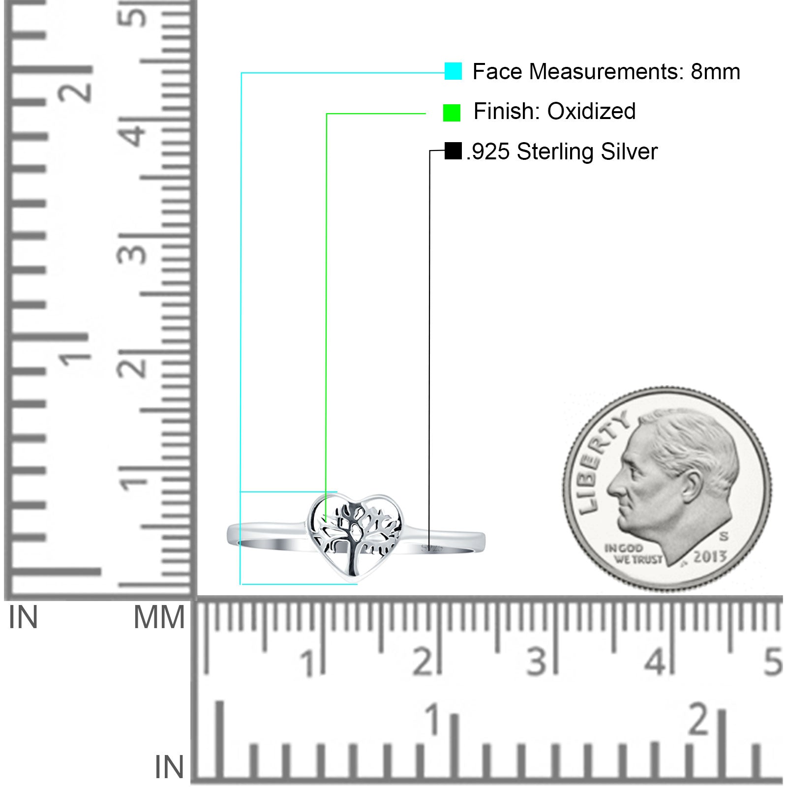 Heart Tree Of Life Ring Oxidized Band