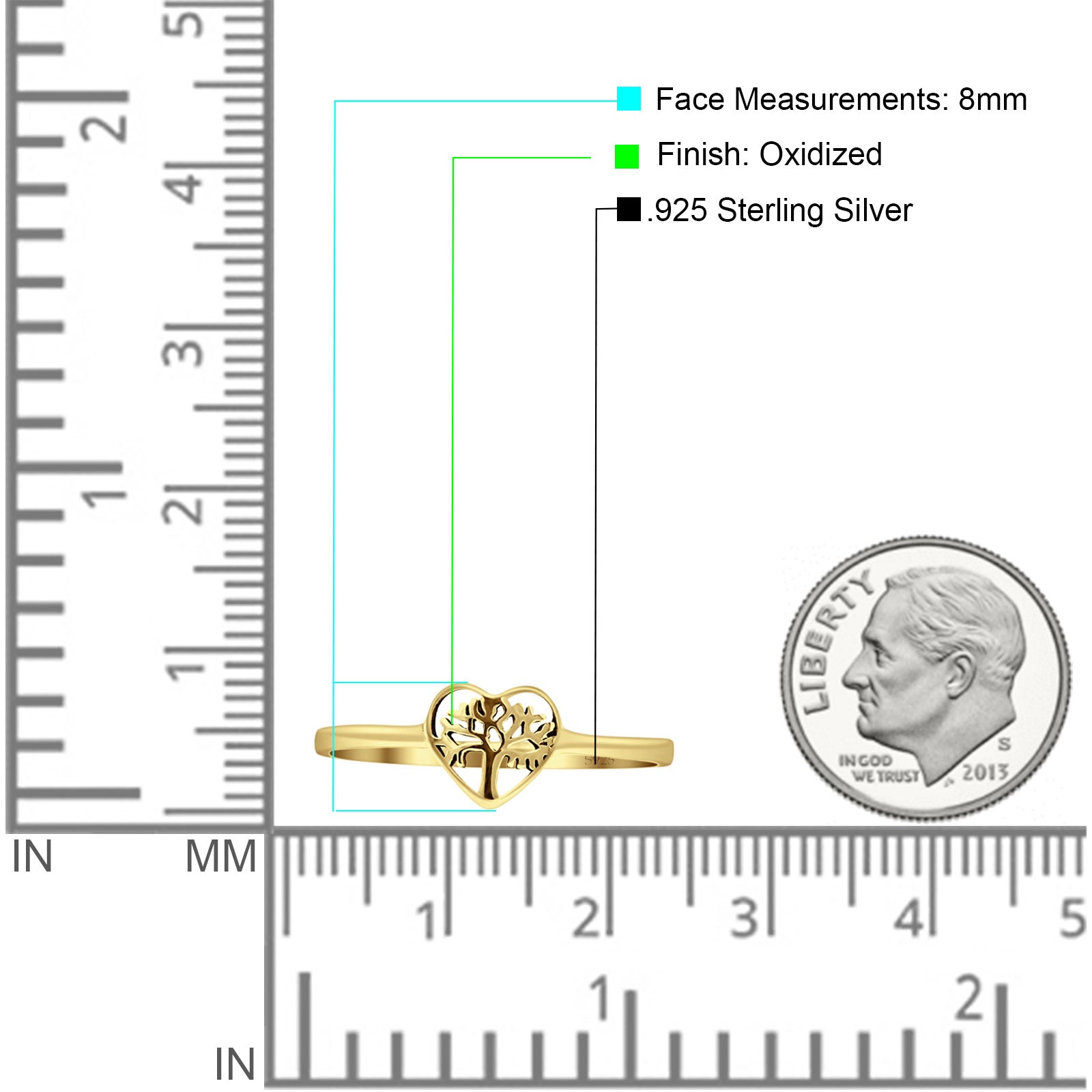 Heart Tree Of Life Ring Oxidized Band