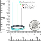 Full Eternity Stackable 3mm Wedding Band Turquoise 925 Sterling Silver