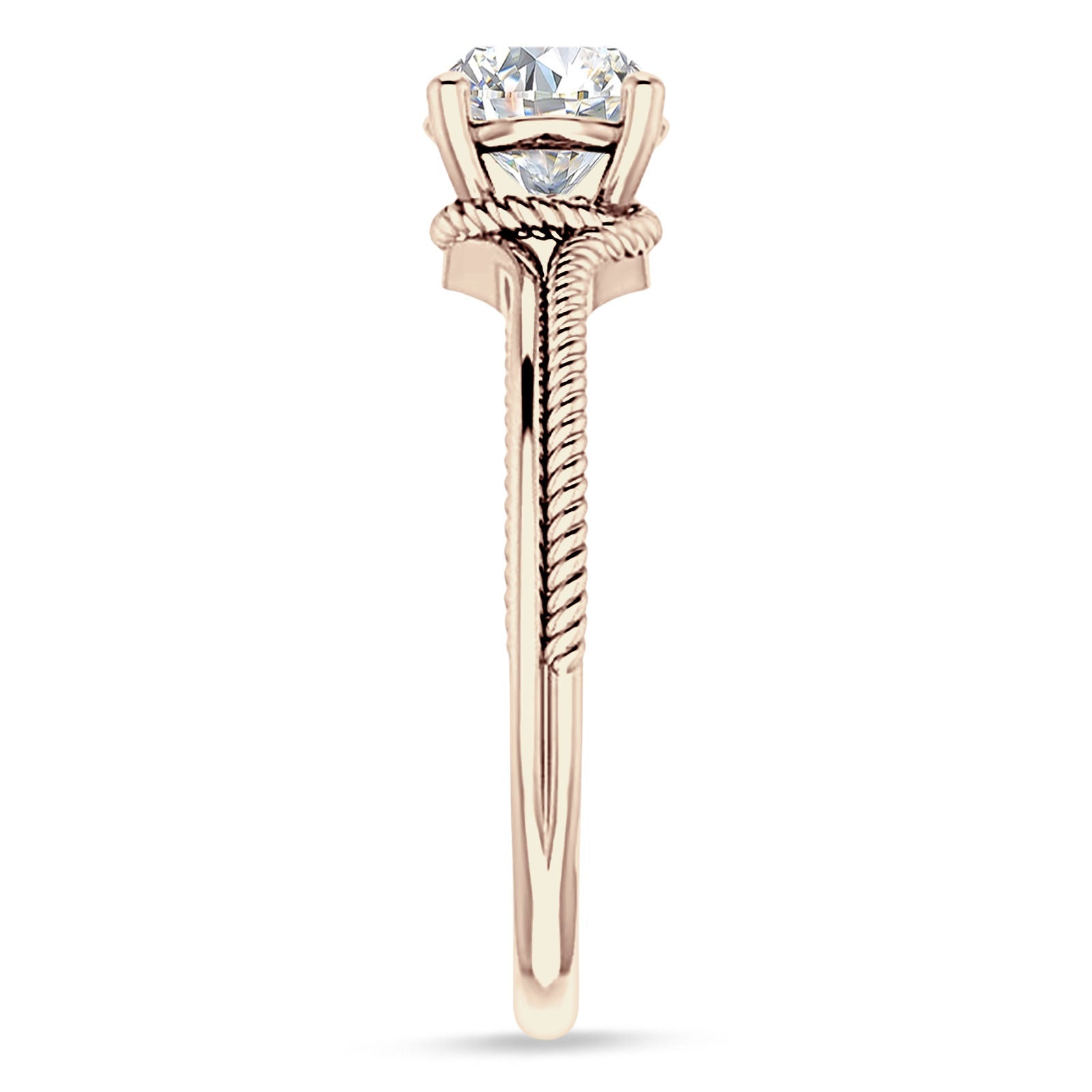 10K Gold IGI Certified Round 2 Carat Lab Grown Diamond Twisted Solitaire Ring