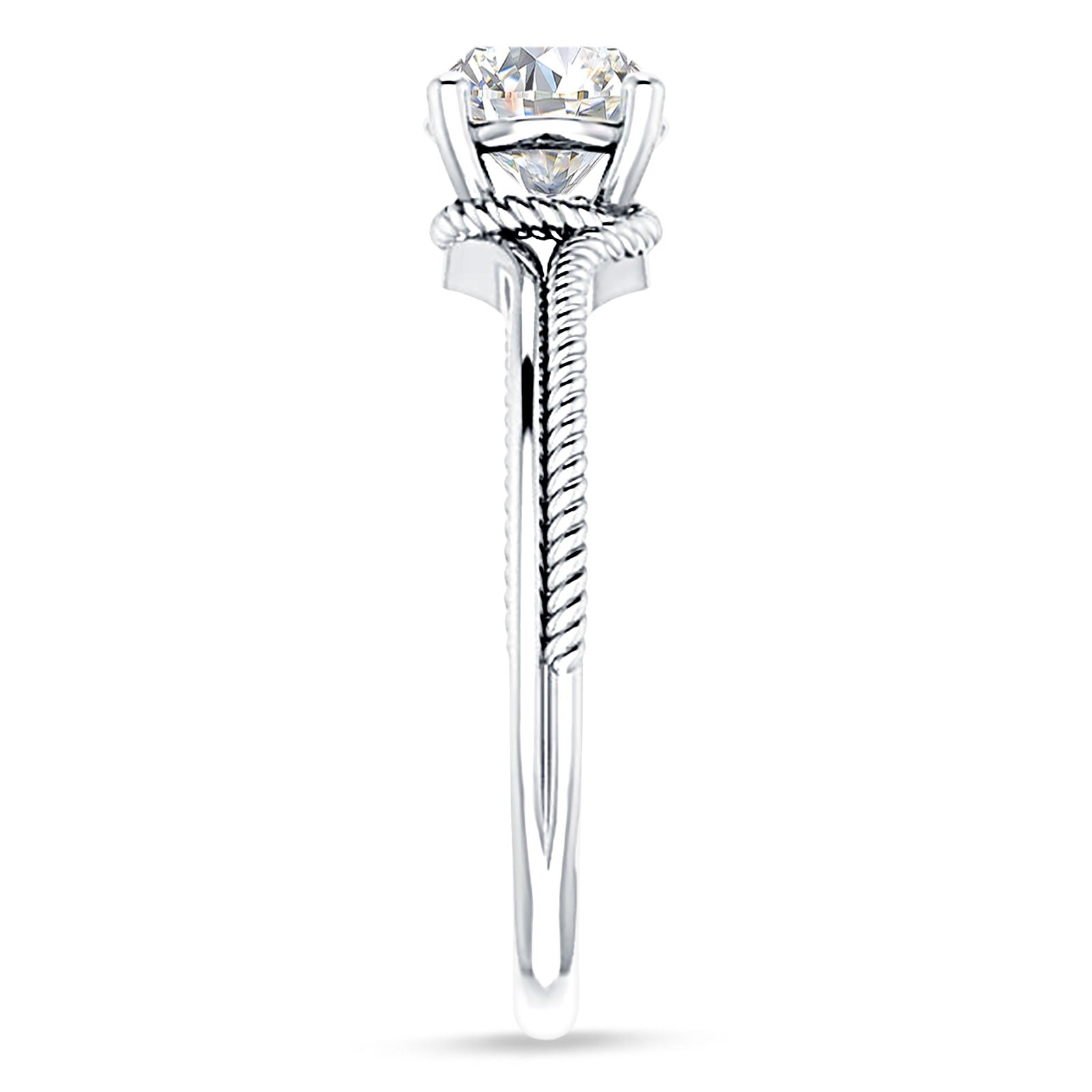10K Gold IGI Certified Round 2 Carat Lab Grown Diamond Twisted Solitaire Ring