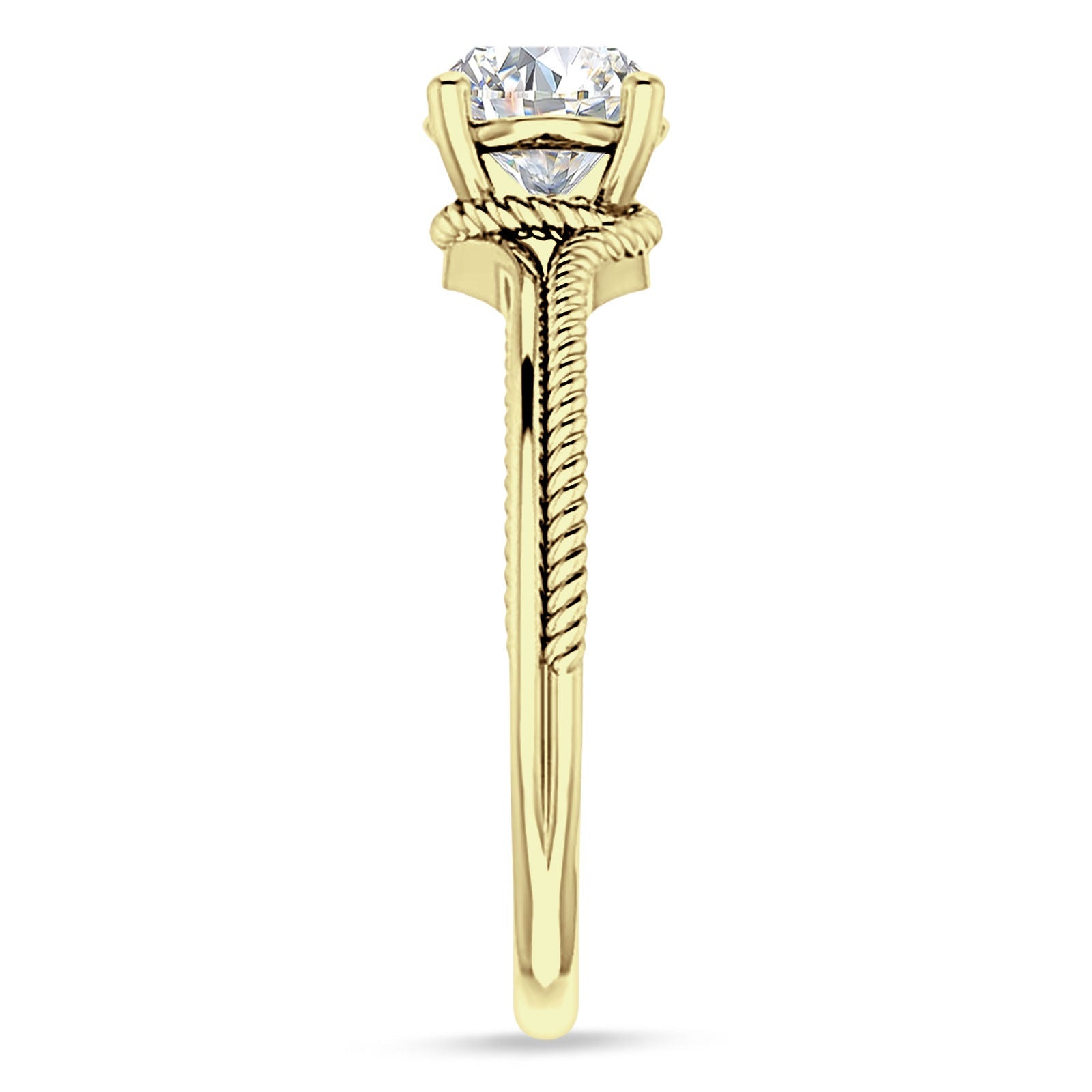 18K Gold IGI Certified Round 3 Carat Lab Grown Diamond Twisted Solitaire Ring