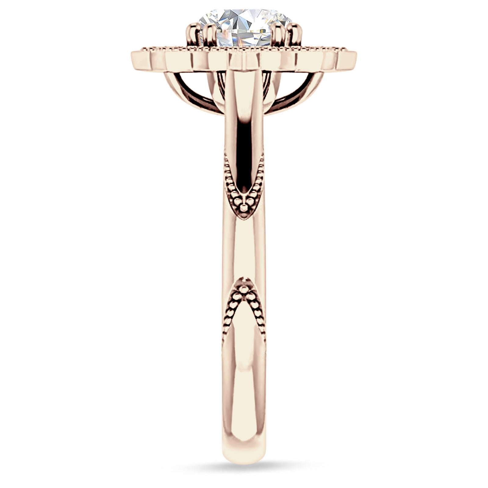 18K Gold IGI Certified Round 1 Carat Lab Grown Diamond Art Deco Floral Ring