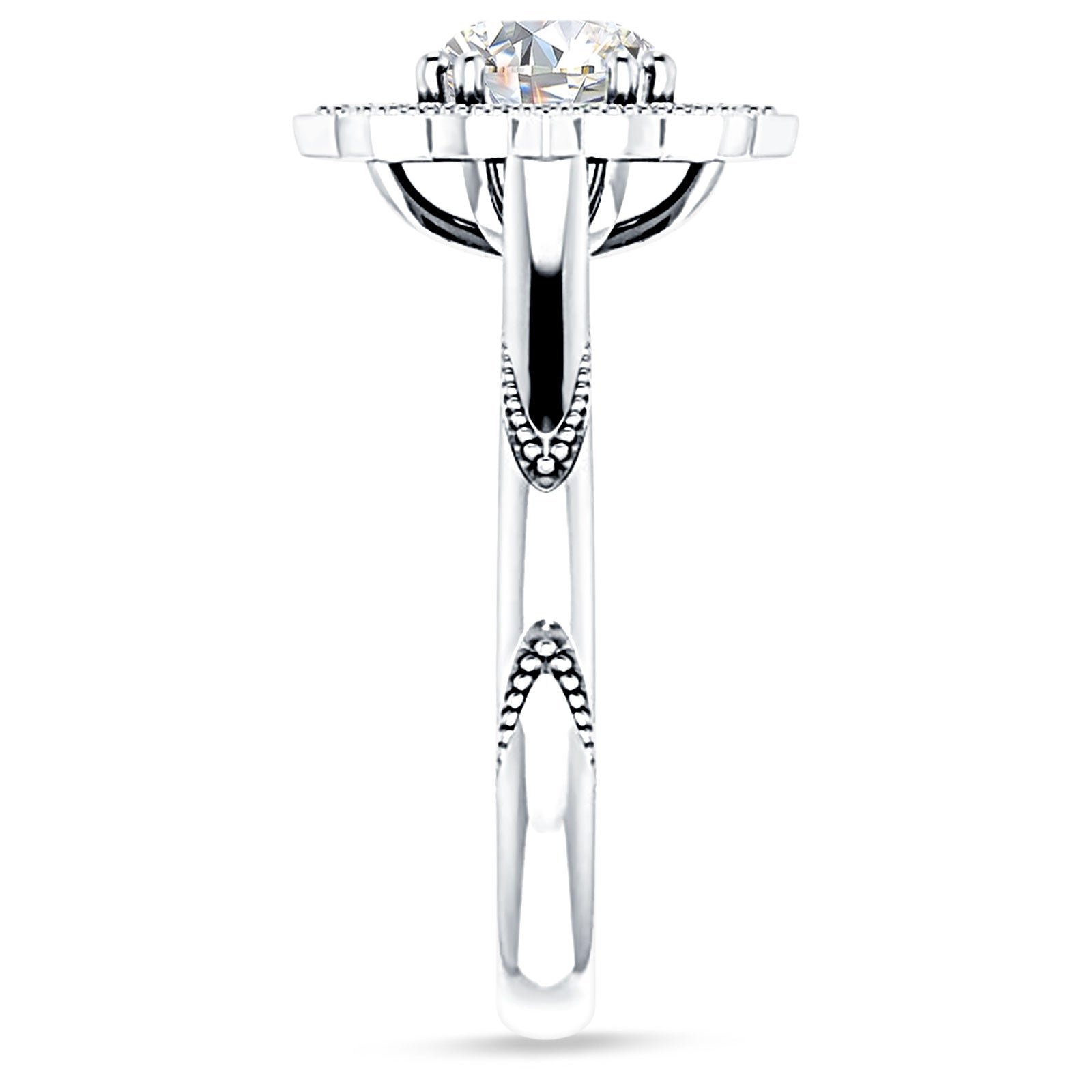 18K Gold IGI Certified Round 2 Carat Lab Grown Diamond Art Deco Floral Ring