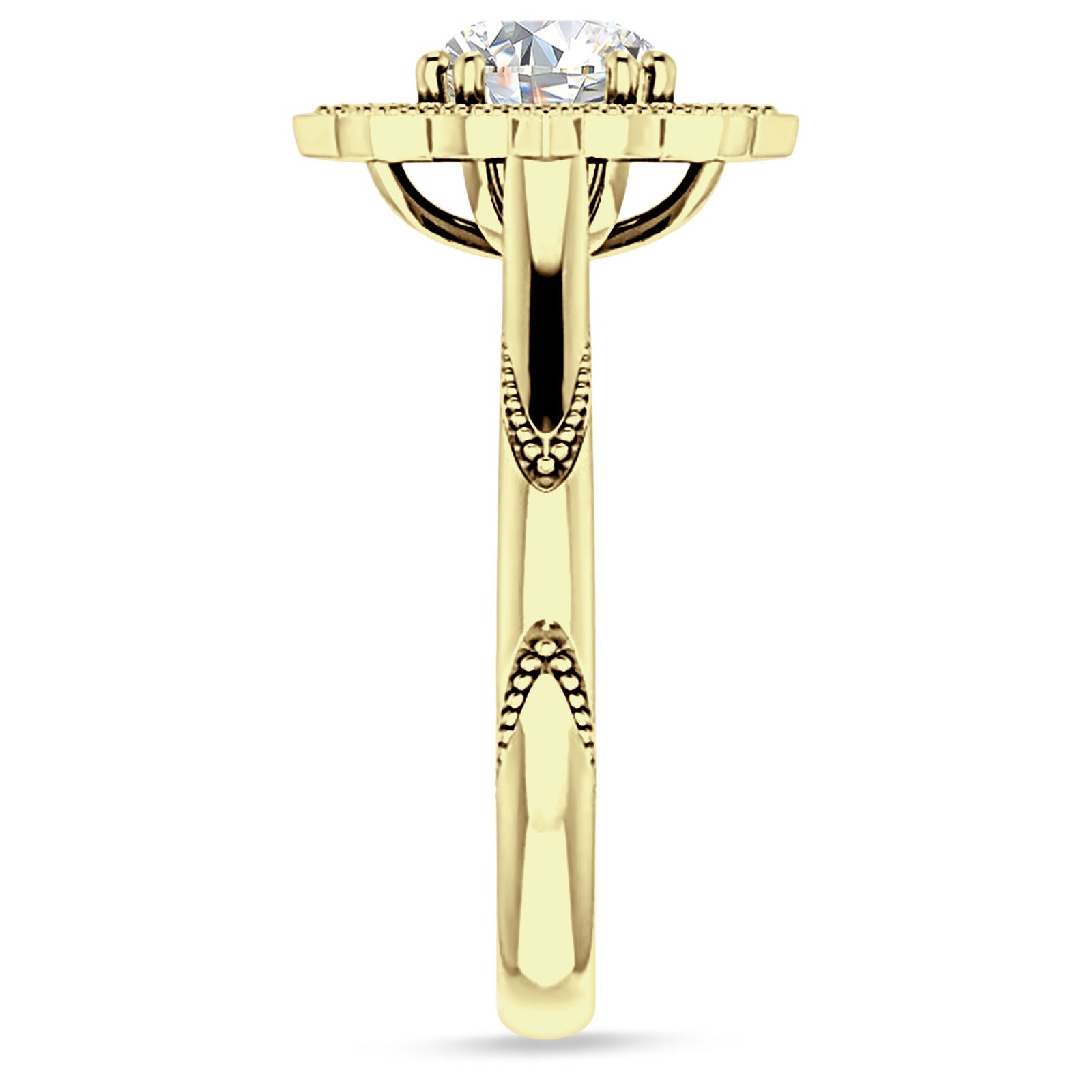 18K Gold IGI Certified Round 3 Carat Lab Grown Diamond Art Deco Floral Ring