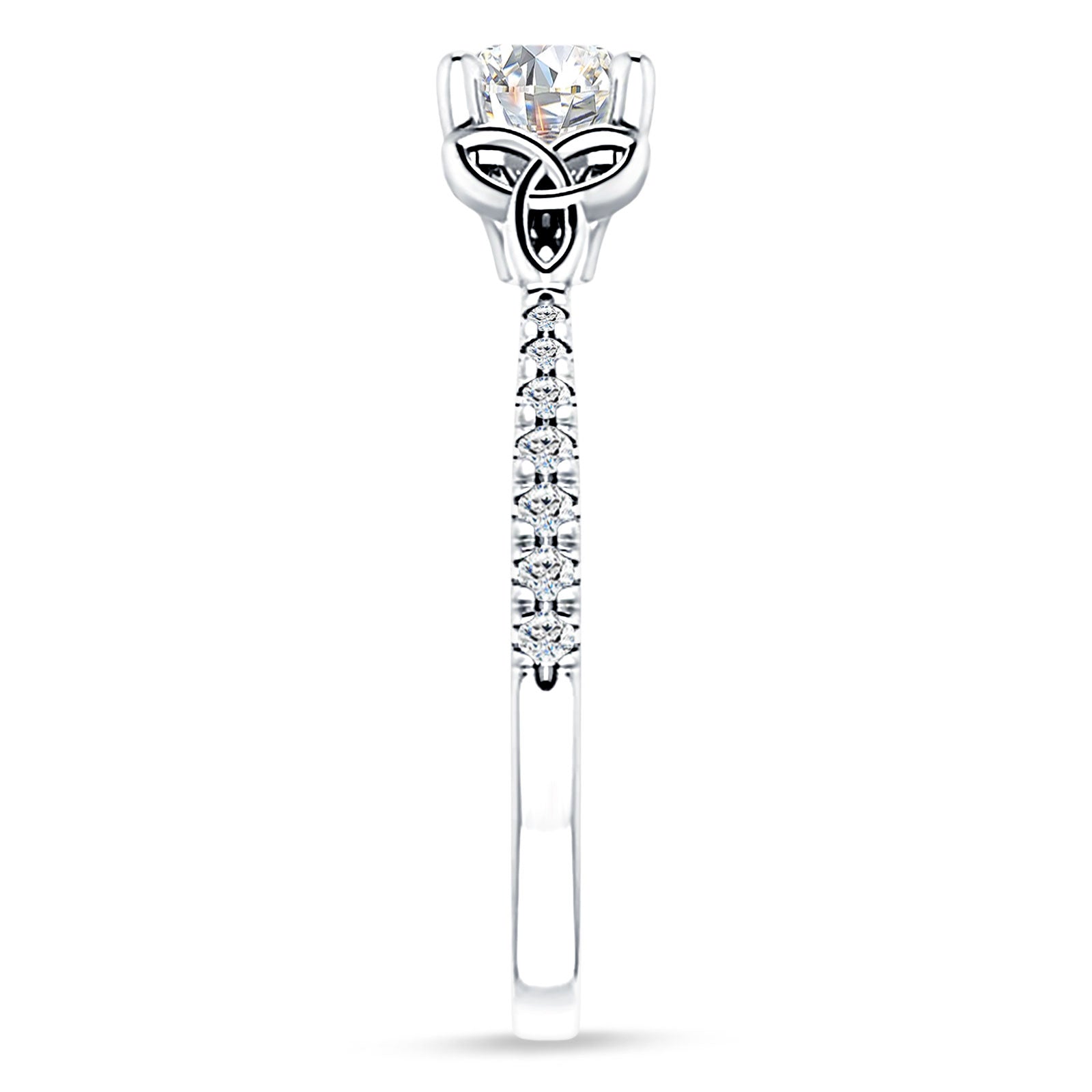 10K Gold IGI Certified Round 3 Carat Lab Grown Diamond Art Deco Trinity Cluster Ring