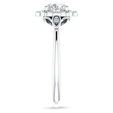 18K Gold IGI Certified Round 2 Carat Lab Grown Diamond Art Deco Floral Beaded Ring