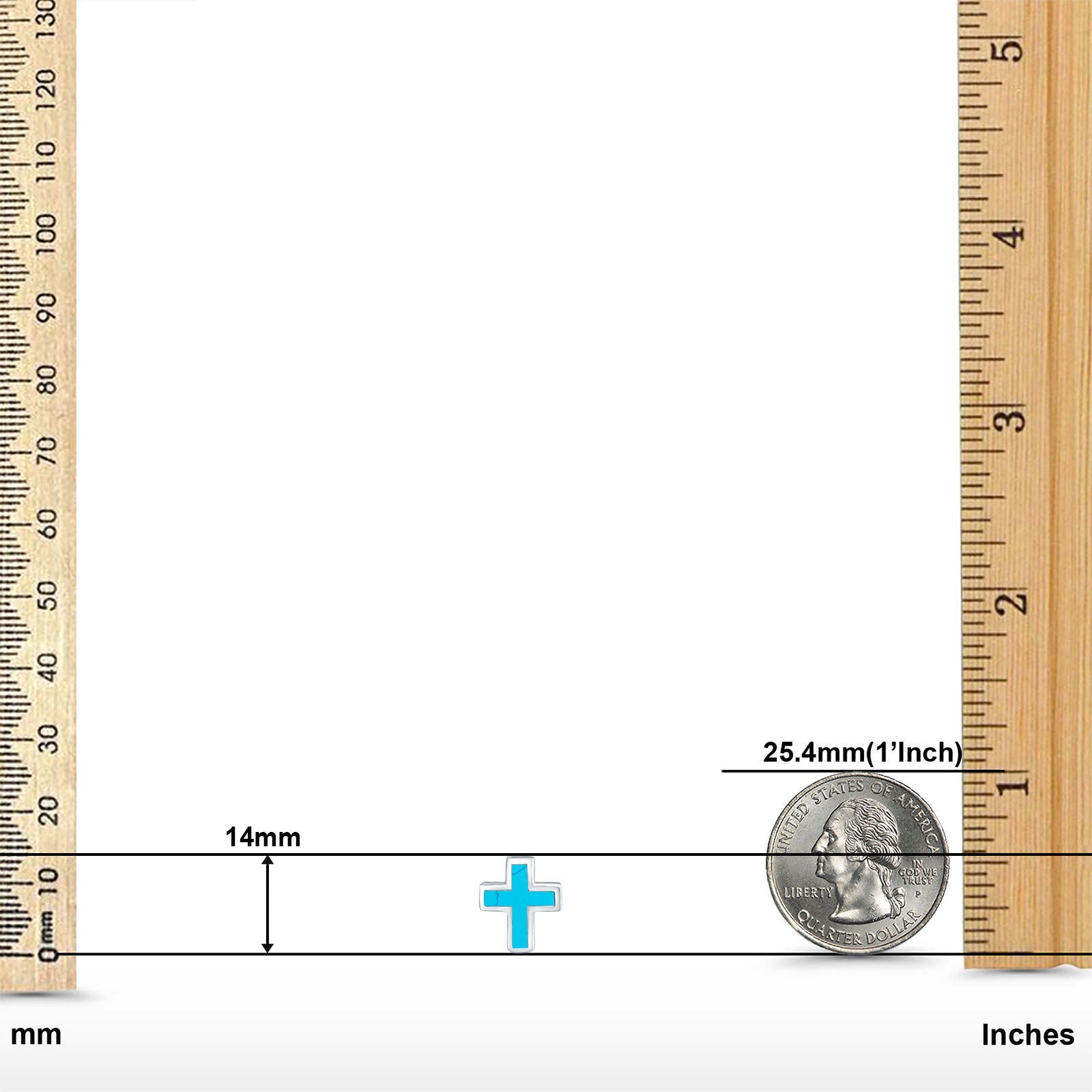 Cross Stud Earrings Lab Created Opal 925 Sterling Silver (14mm)
