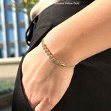 14K Gold 9 Twist Rope Chain Round Natural Diamond Adjustable Bracelet