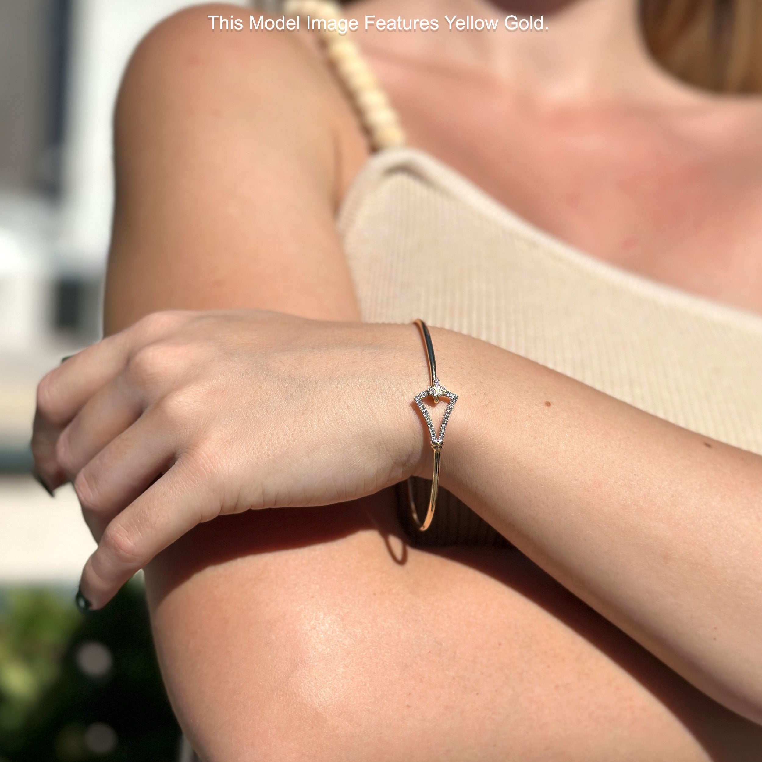 14K Gold 2.11mm Inter Quartet Bangle Bracelet Round Natural Diamond