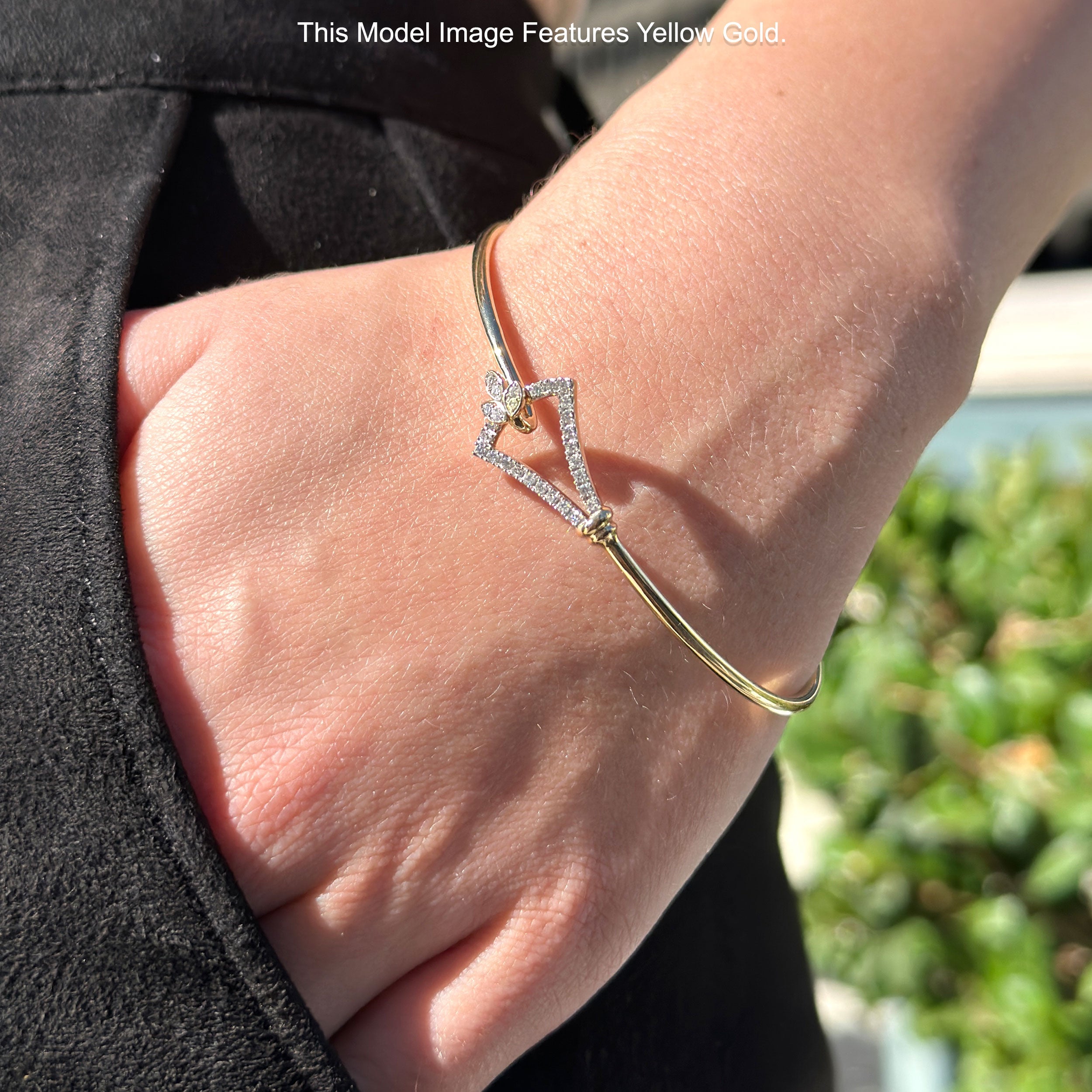 14K Gold 2.11mm Inter Quartet Bangle Bracelet Round Natural Diamond