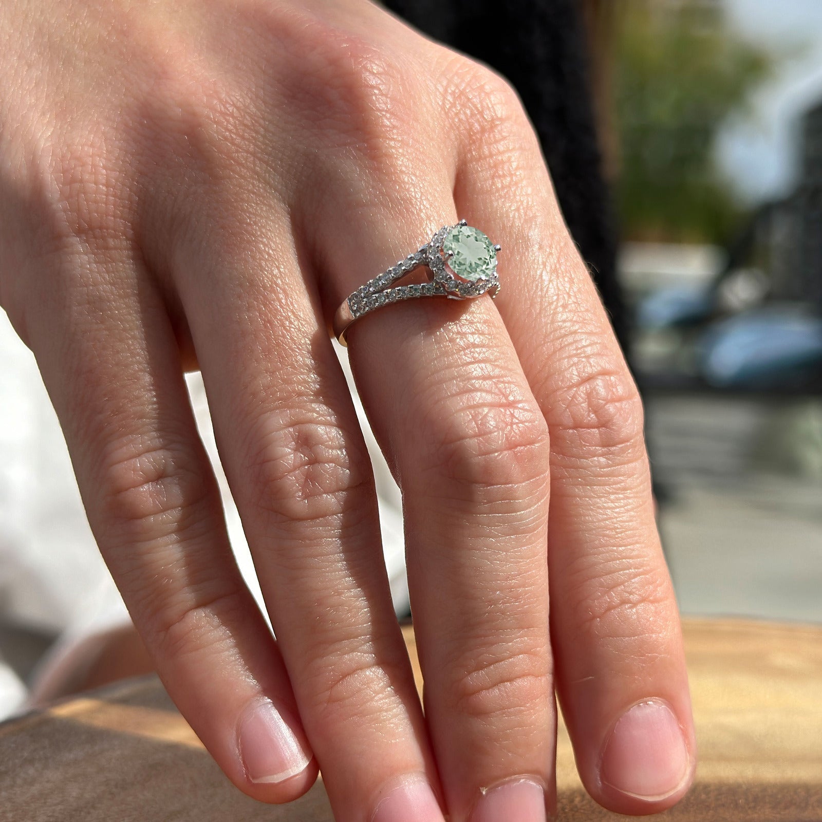 Round Halo Split Shank Gold Ring