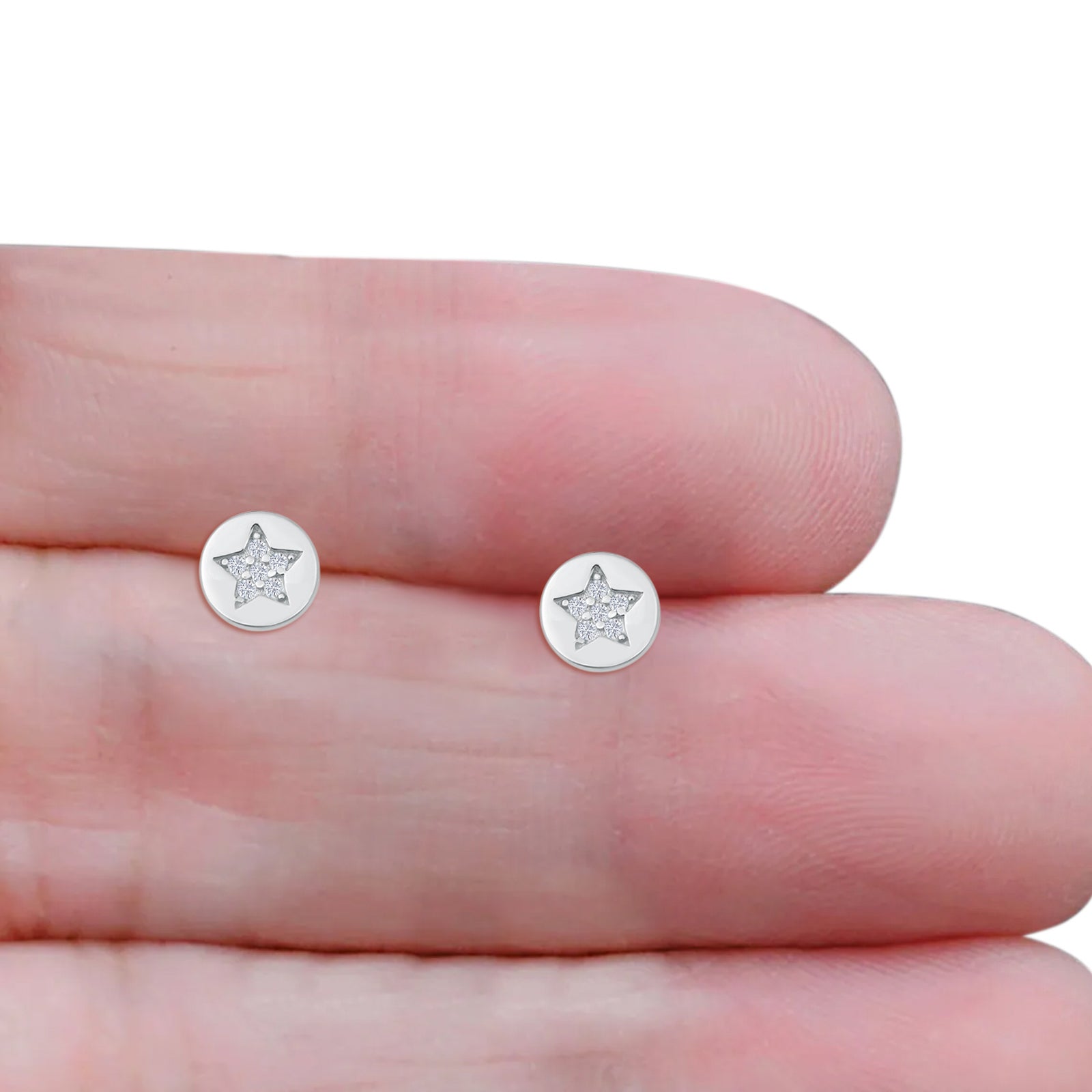 Round Star Stud Earrings