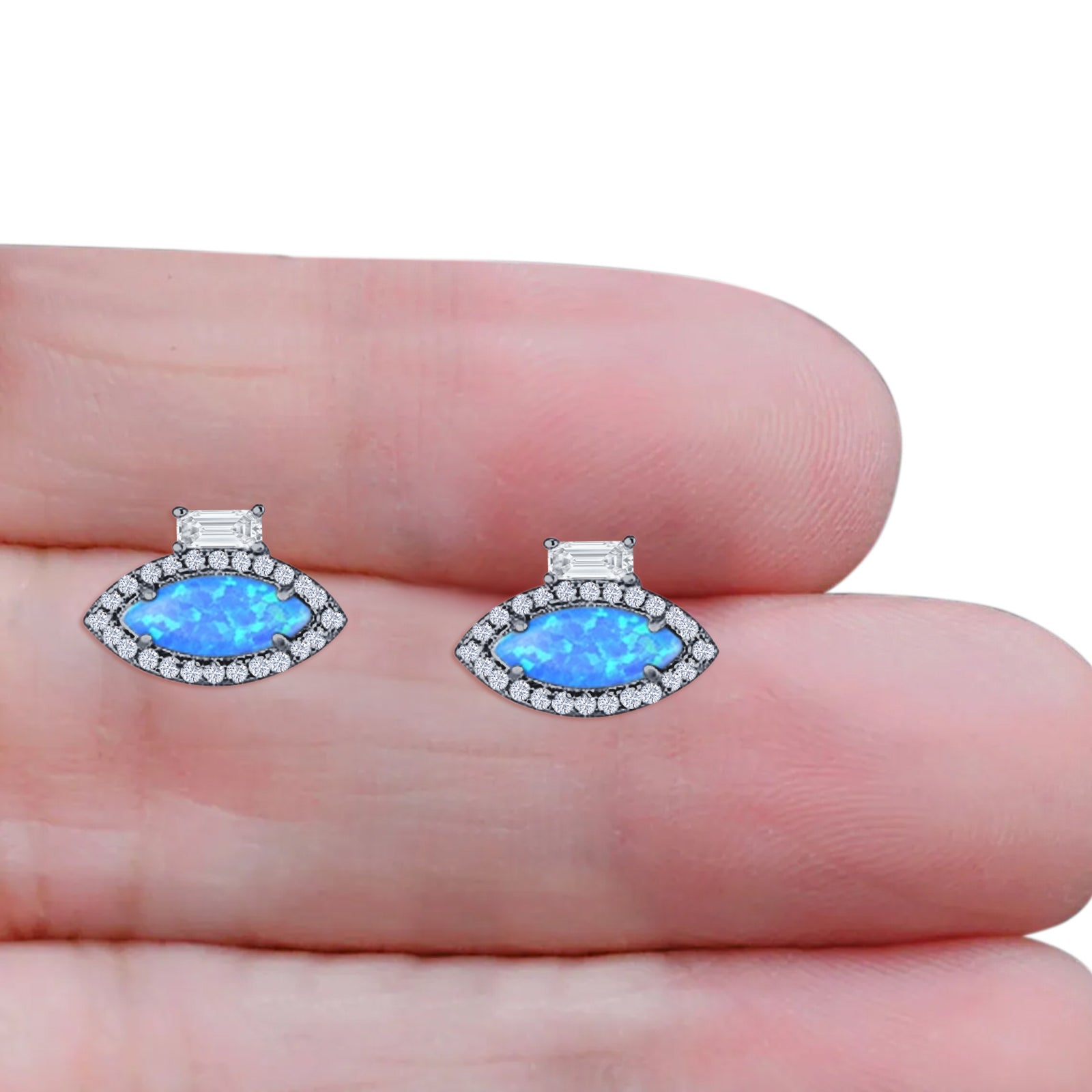 Evil Eye CZ Stud Earrings