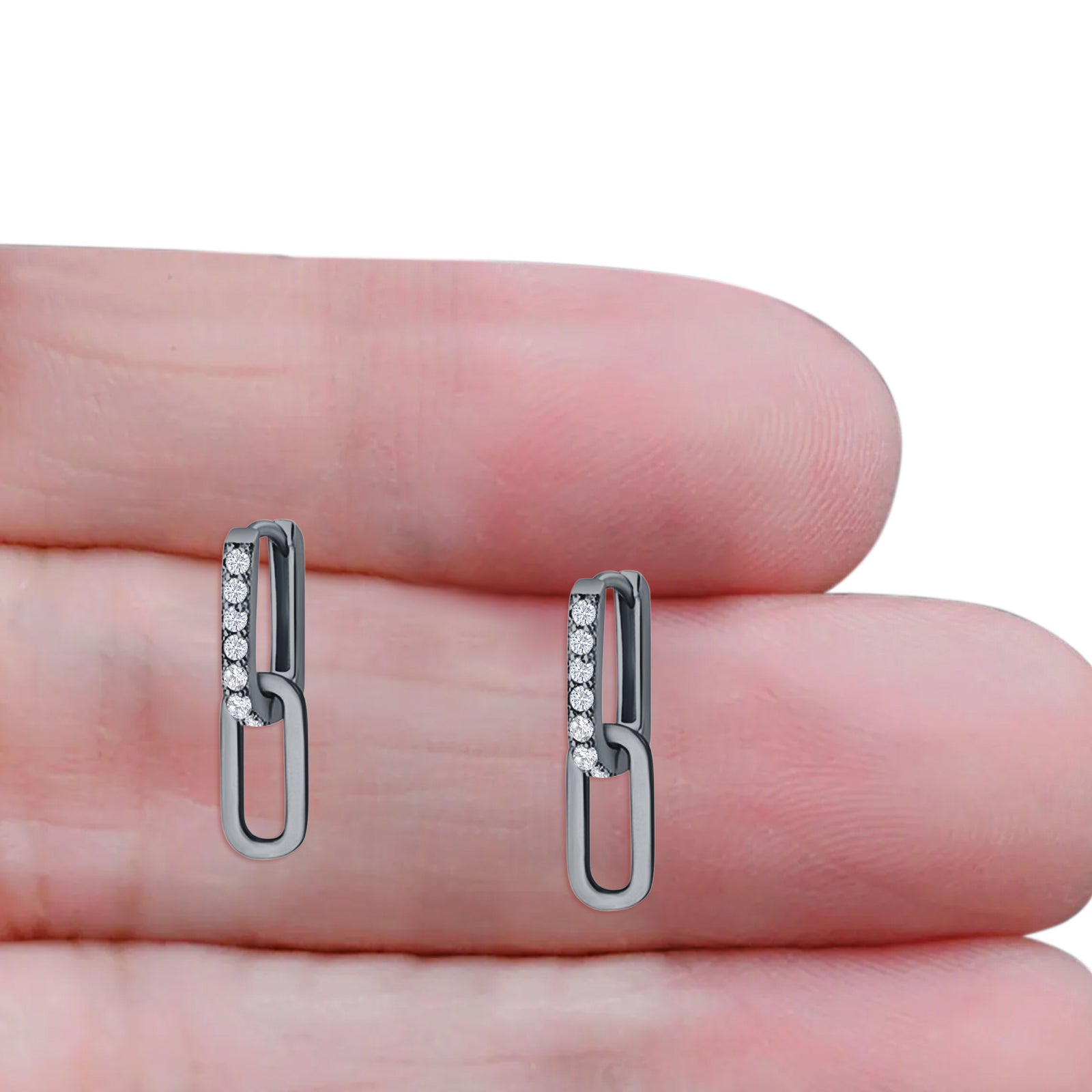 Paperclip Dangle Drop Hoop Earring