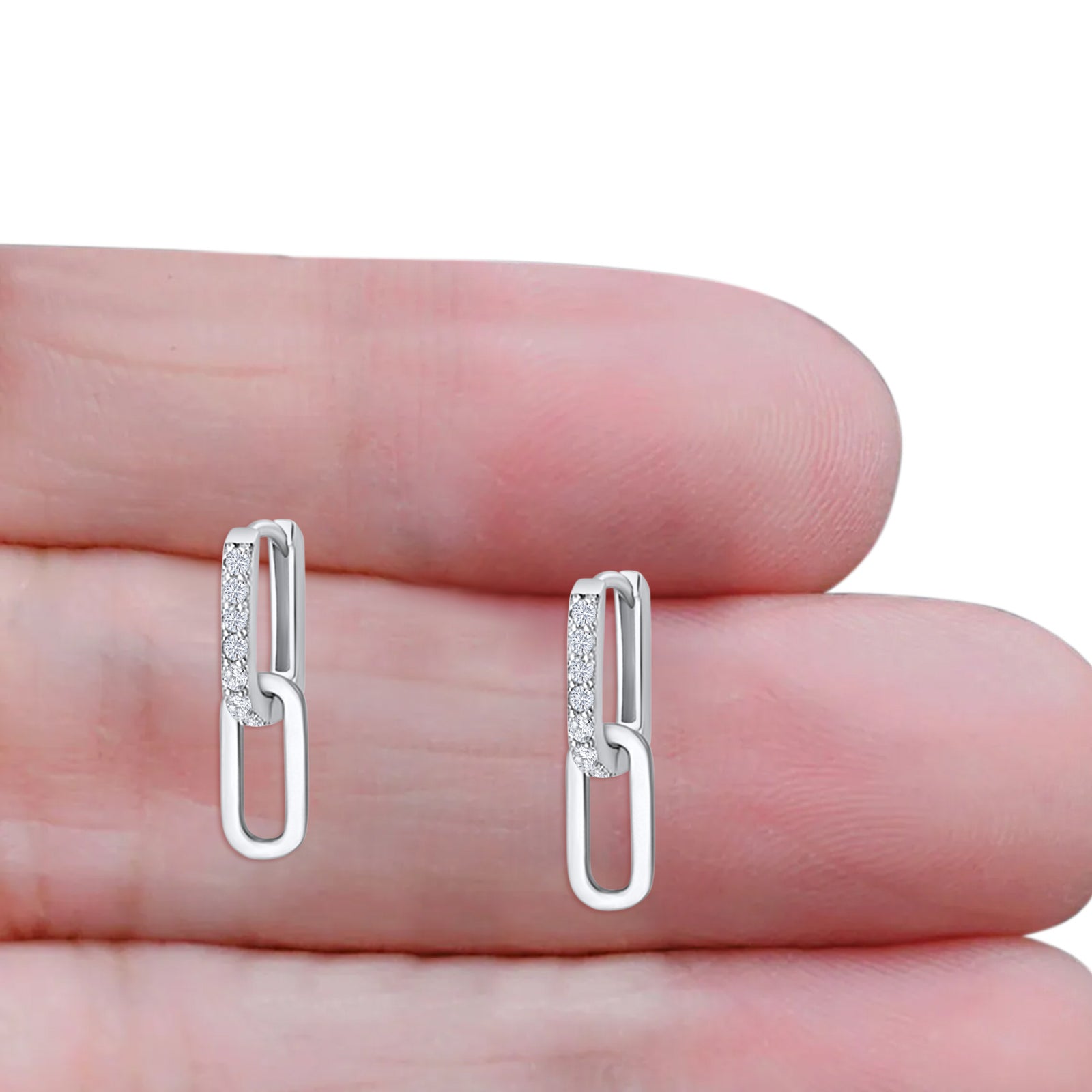 Paperclip Dangle Drop Hoop Earring