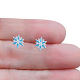 Flower Stud Earring 11mm Floral Lab Created Opal 925 Sterling Silver