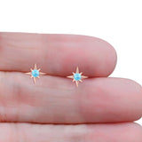 Minimalist 9.6mm Star Stud Earring Lab Created Opal 925 Sterling Silver