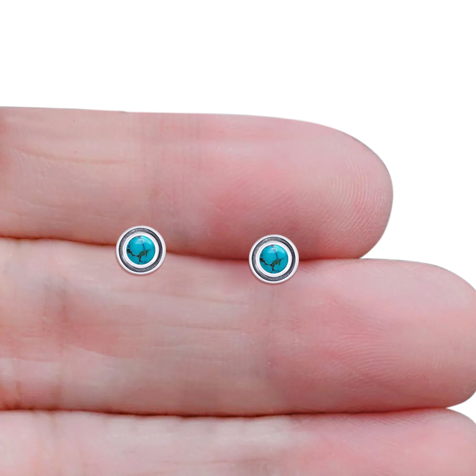 Minimalist 6.8mm Lab Created Opal Bali Stud Earring  925 Sterling Silver