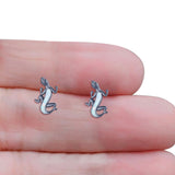 Lizard Stud Earring 13.7mm Lab Created Opal 925 Sterling Silver